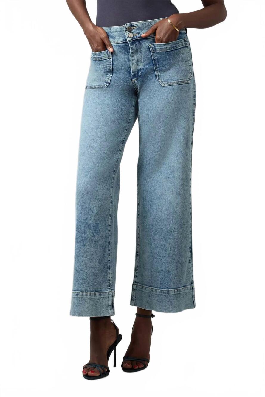 NEW LOLA DENIM colette high rise wide leg jeans in morning day light